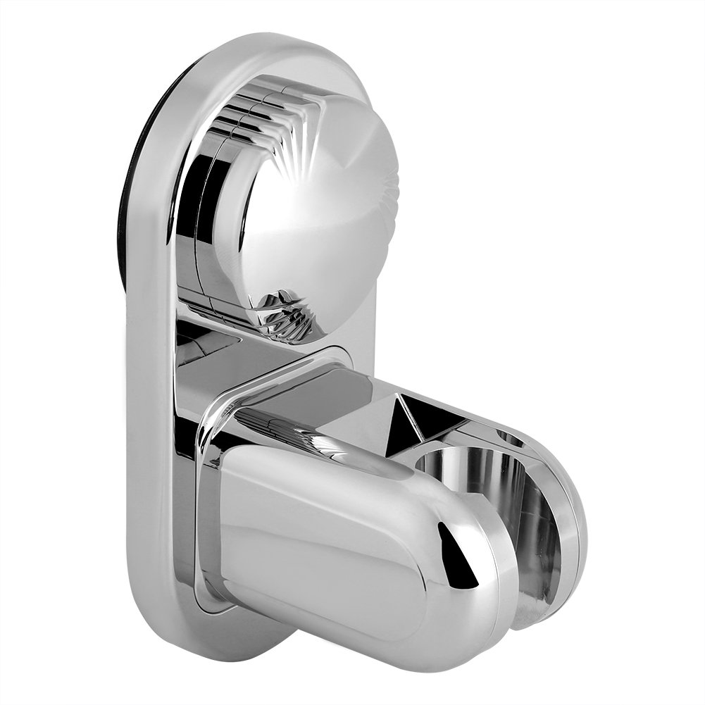 Vbestlife Adjustable Wall Mount Shower Head Holder with Strong Suction Cup - 14.5 x 9 x 7cm Chrome Plated Bathroom Organizer for Handheld Showerheads - Perfect for Small Bathrooms, Kids Bath Time & Pet Washing