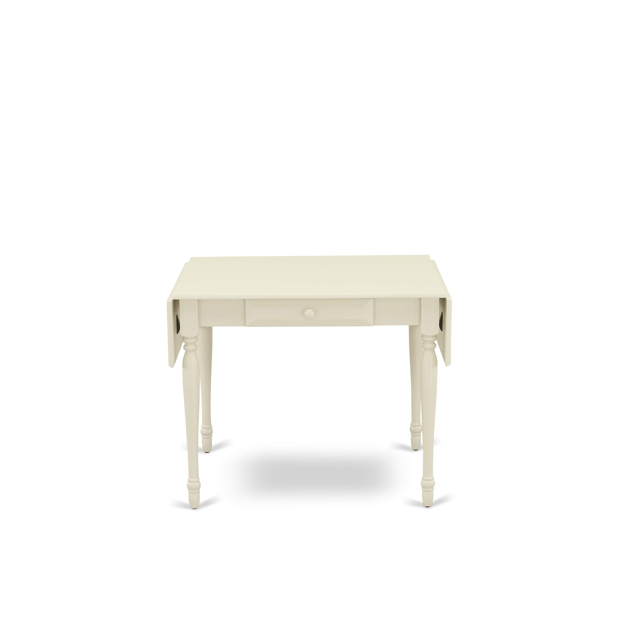 East West Furniture MZKE3-LWH-W 3-Piece Kitchen Table & Chairs Set - 36x54 Inch Rectangle Drop Leaf Dining Table with 2 Matching Chairs in Linen White | Perfect for Small Spaces, Breakfast Nooks & Cozy Dining Areas