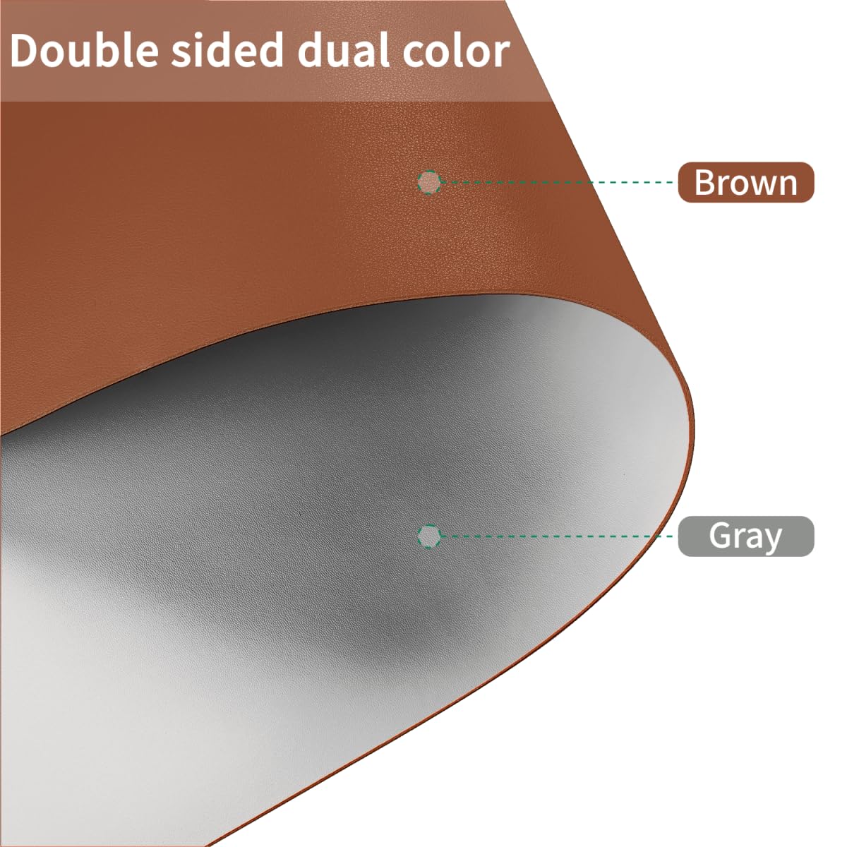 Premium 24 Inch Round Table Pad - 1.8mm Thick Leather Table Protector Cover for Dining & Coffee Tables (Brown & Gray) - Perfect for Home, Restaurant & Office Use