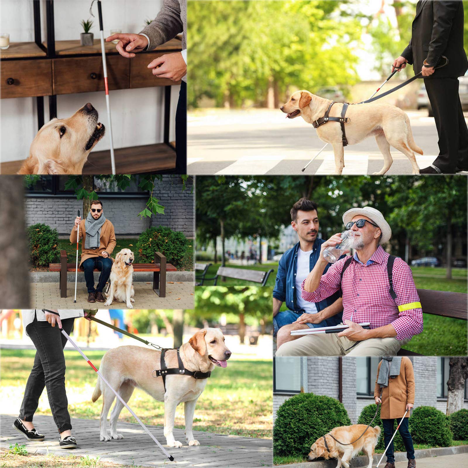 Foldable Walking Cane - Lightweight Aluminum Folding Cane with Reflective Strip for Visually Impaired & Blind People - Adjustable Walking Stick for Indoor/Outdoor Use, Travel & Daily Mobility Support