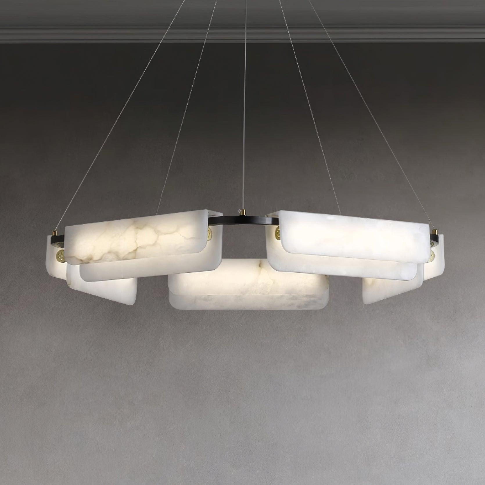 Delia Alabaster Chandelier - Elegant Crystal Ceiling Light Fixture for Dining Room, Bedroom & Living Room Decor