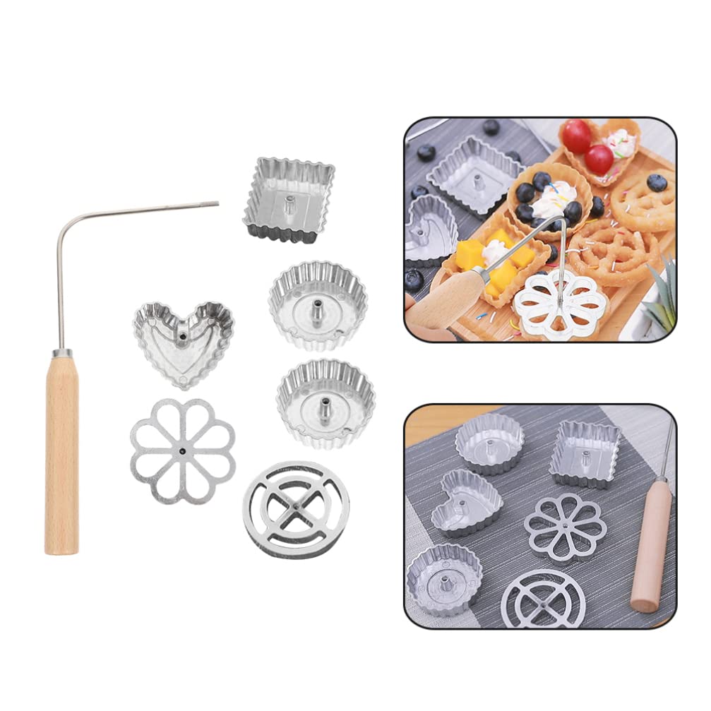 DOITOOL Rosette Waffle Mold - Malaysian Pie Tee Maker, Flower Heart Circle Shrimp Fried Food Mould for Bunelos, DIY Cake Pusher - Perfect for Home Baking, Party Desserts & Asian Cuisine