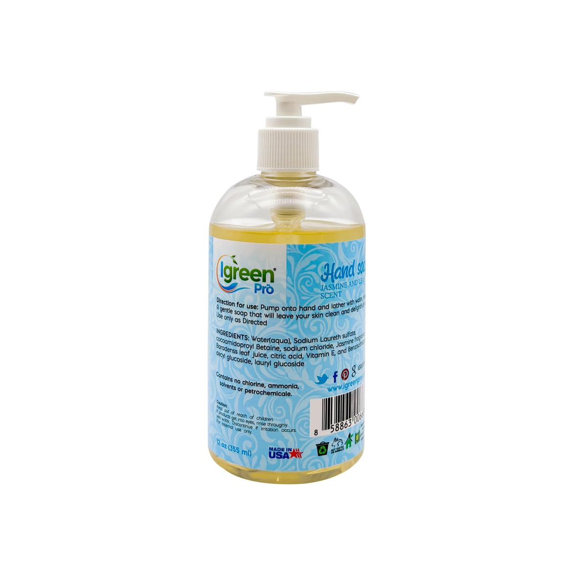 Natural Liquid Hand Soap for Daily Use - Moisturizing & Antibacterial - Perfect for Kitchen, Bathroom & Office (12oz)