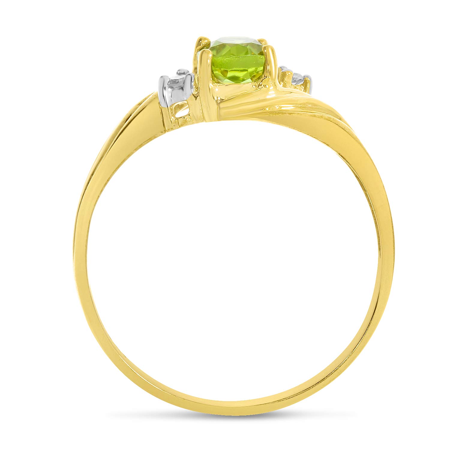 10K Yellow Gold Peridot and Diamond Ring for Women - Elegant Birthstone Jewelry for Engagement, Anniversary & Special Occasions