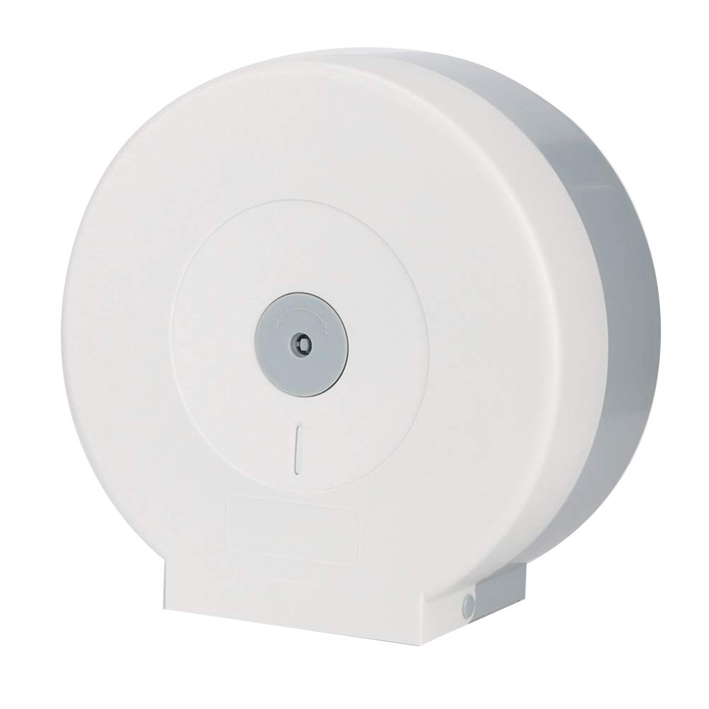 White Plastic Paper Towel & Toilet Tissue Holder - Round Bathroom Organizer for Smartphones, Baby Wipes & Home Essentials | Perfect for Kitchen, Bathroom & Nursery Organization