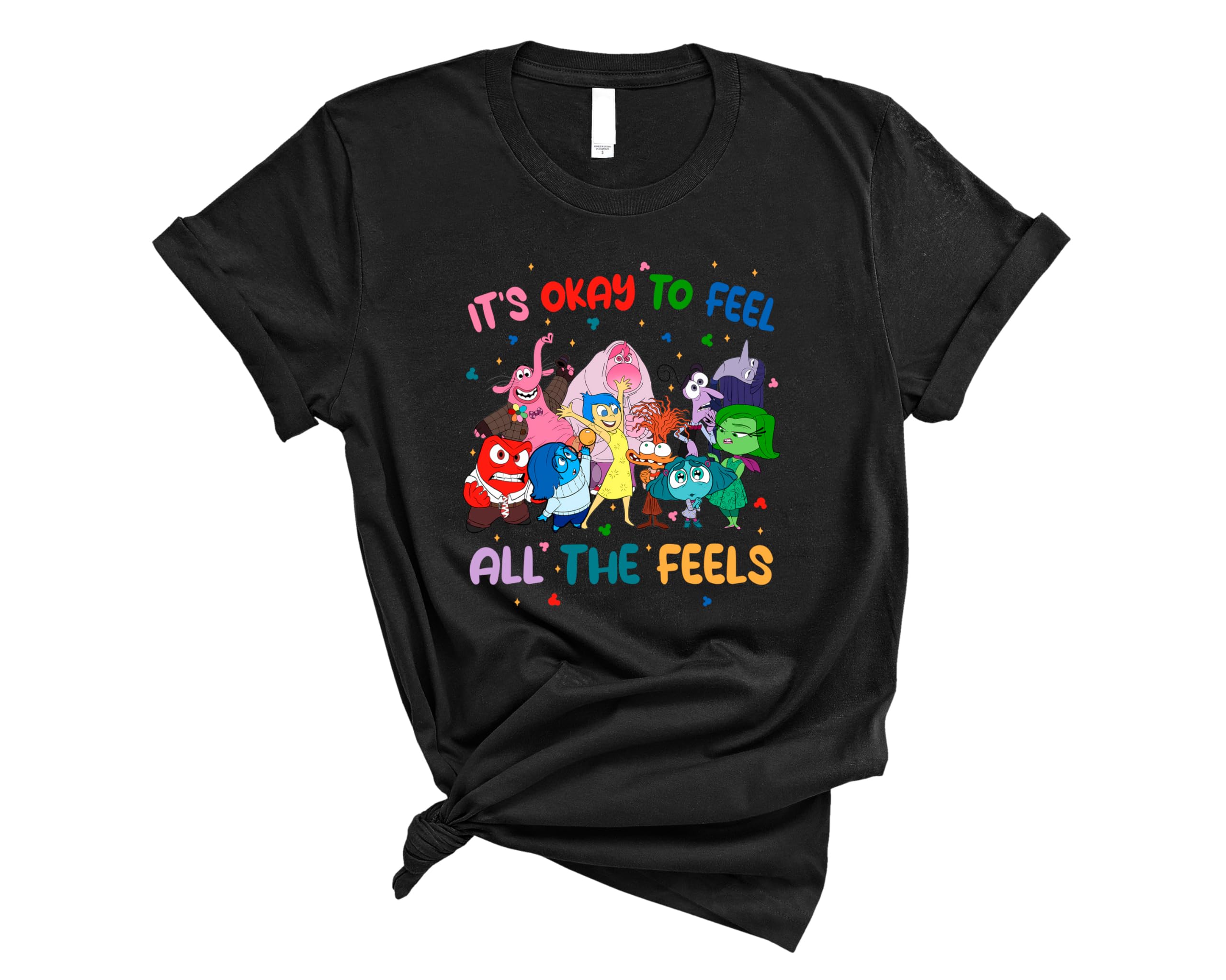 Inside Out It's Okay To Feel All The Feels T-Shirt - Emotional Awareness & Mental Health Shirt for BCBA, Speech Therapy, Paras & Inclusive Education - Perfect for Autism Awareness, Therapy Sessions & Self-Care Days