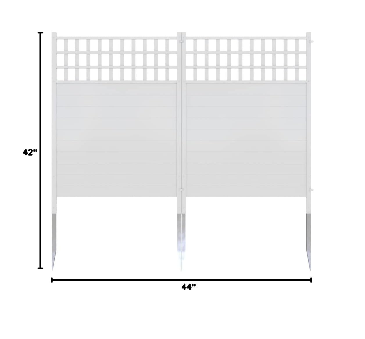 44in H x 42in W (2 Panels) No Dig Zippity Keswick White Vinyl Privacy Fence Screen Kit - Outdoor Yard Fencing, Trash Can Enclosure & AC Unit Cover - Easy Installation for Patio, Garden & Pool Areas
