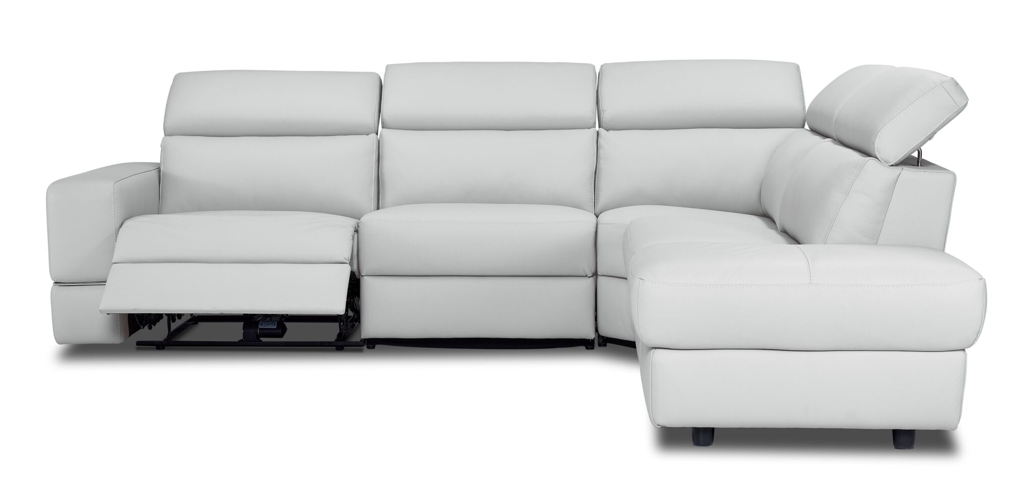 Bianca 3-Piece Power Reclining Sectional Sofa with Right Facing Chaise Lounge - White Fabric - Perfect for Living Room, Home Theater & Family Gatherings