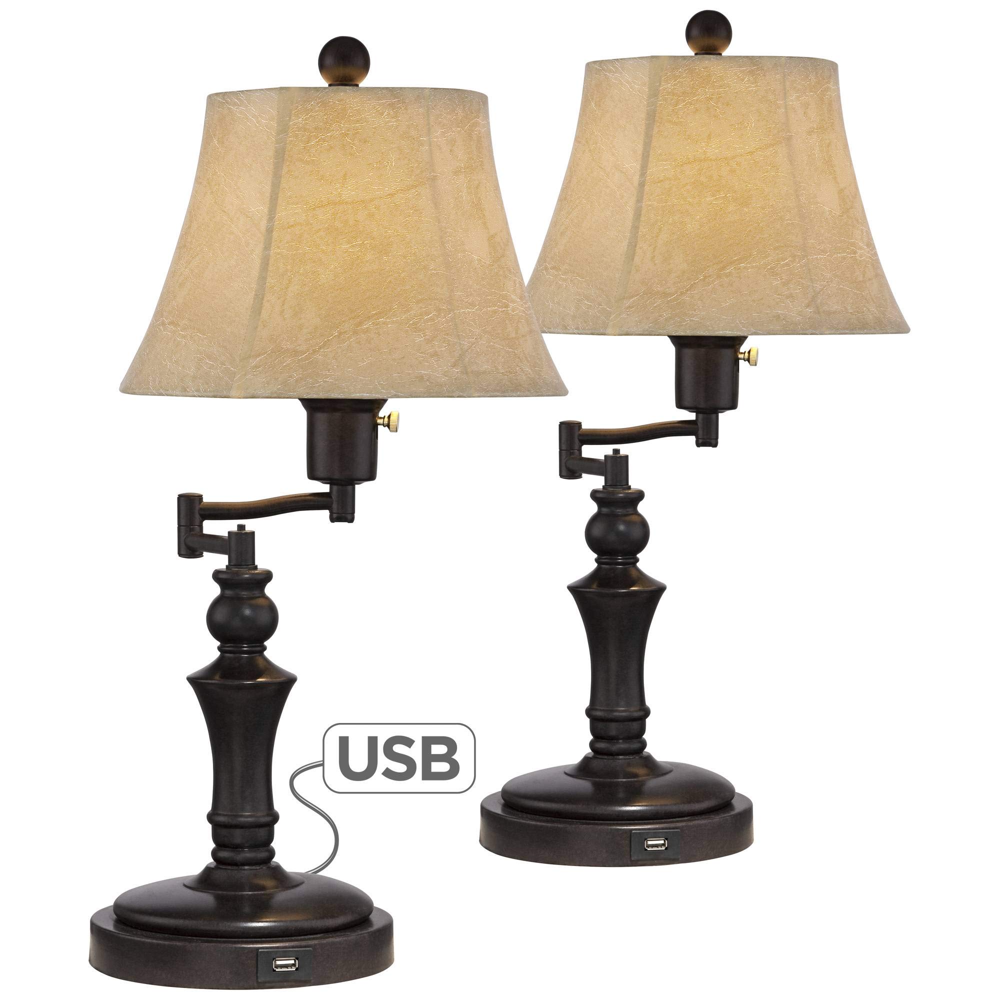 Regency Hill Corey Hill Traditional Rustic Natural Cottage Swing Arm Desk Lamp - 21.75
