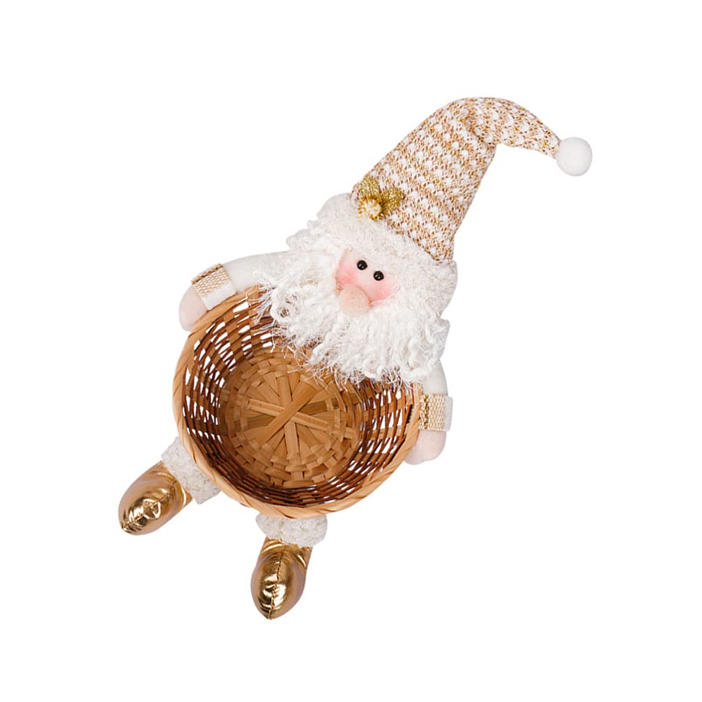 NUOBESTY Christmas Candy Basket - Santa Claus Woven Rattan Storage Container for Holiday Decor, Party & Festive Home Decoration | Perfect for Candy Display, Gift Wrapping & Seasonal Home Styling