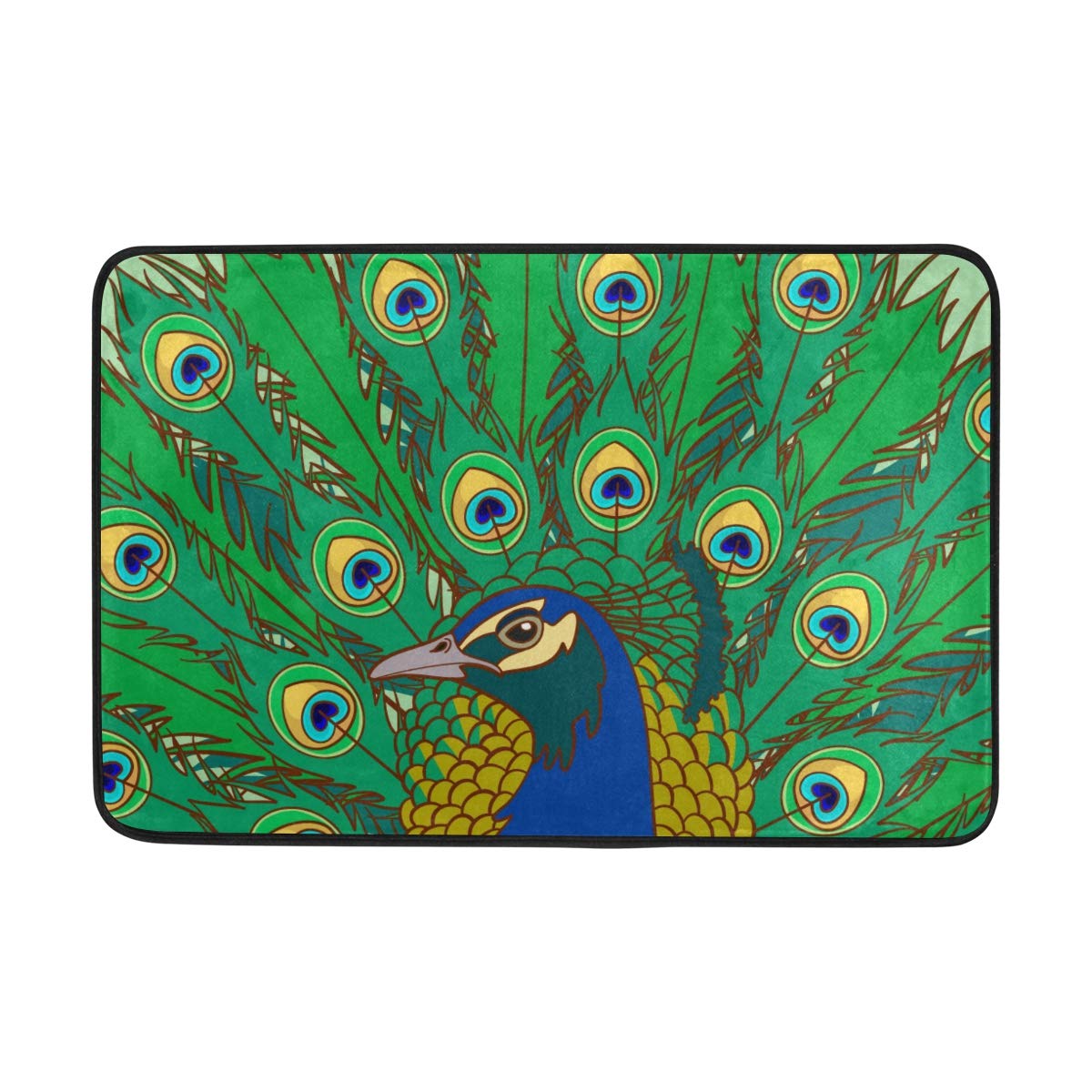 Peacock Design Non-Slip Indoor Doormat - Modern Welcome Mat for Front Door, Kitchen, Bathroom & Toilet - Perfect for Home, Office & Entryway Decor