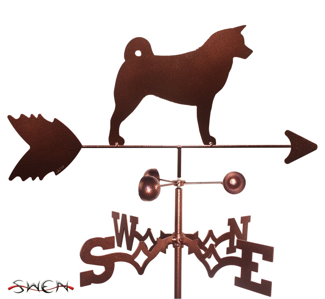 Handmade Akita Dog Weathervane - SWEN Products Premium Outdoor Decor for Garden, Yard, or Roof - Rustic Metal Side Mount Wind Direction Indicator - Perfect for Farmhouse, Cottage & Countryside Style Homes
