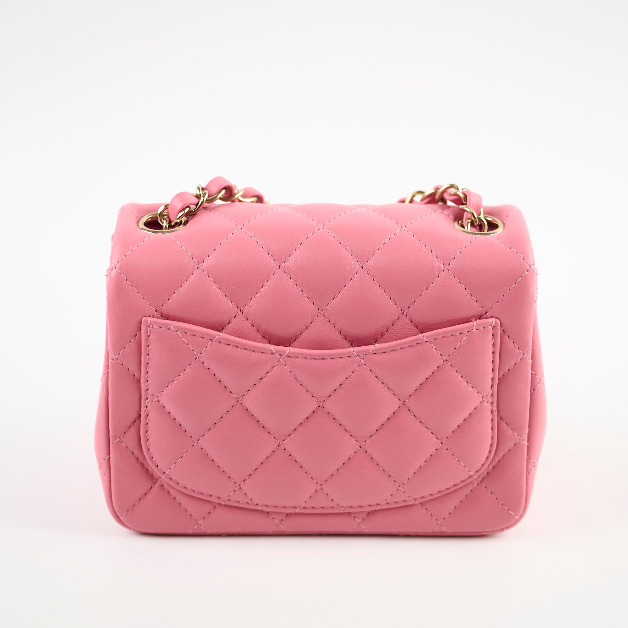 Chanel Mini Square Bag in Soft Lambskin Leather - Elegant Pink Crossbody Purse for Women | Perfect for Date Nights, Parties & Everyday Luxury