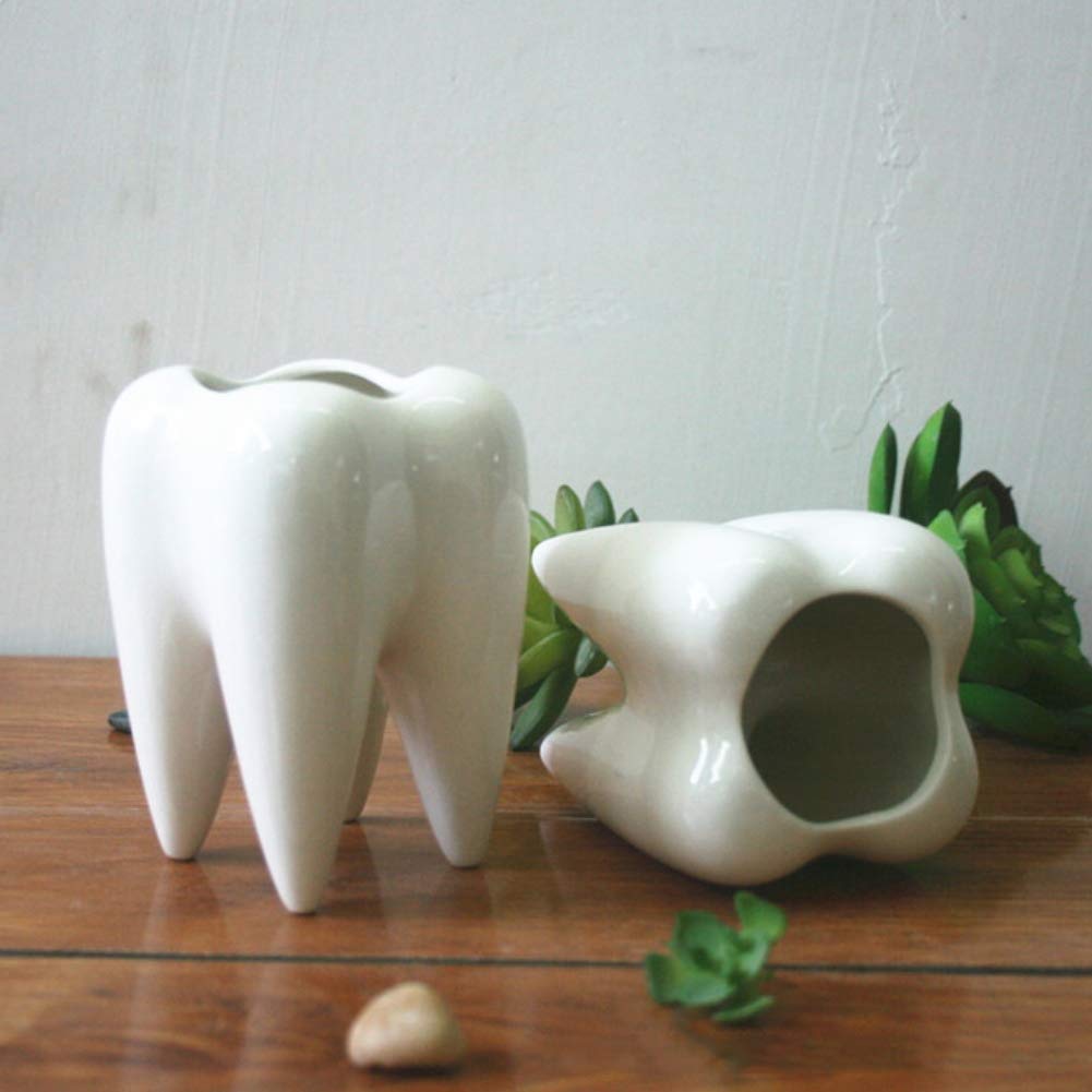 Coherny Koreyoshi White Ceramic Succulent Planter Pots - Cute Animal Shaped Mini Flower Planters, Cartoon Plant Containers for Home Decor, Office Desk, Windowsill & Gift Ideas (1 Pack)