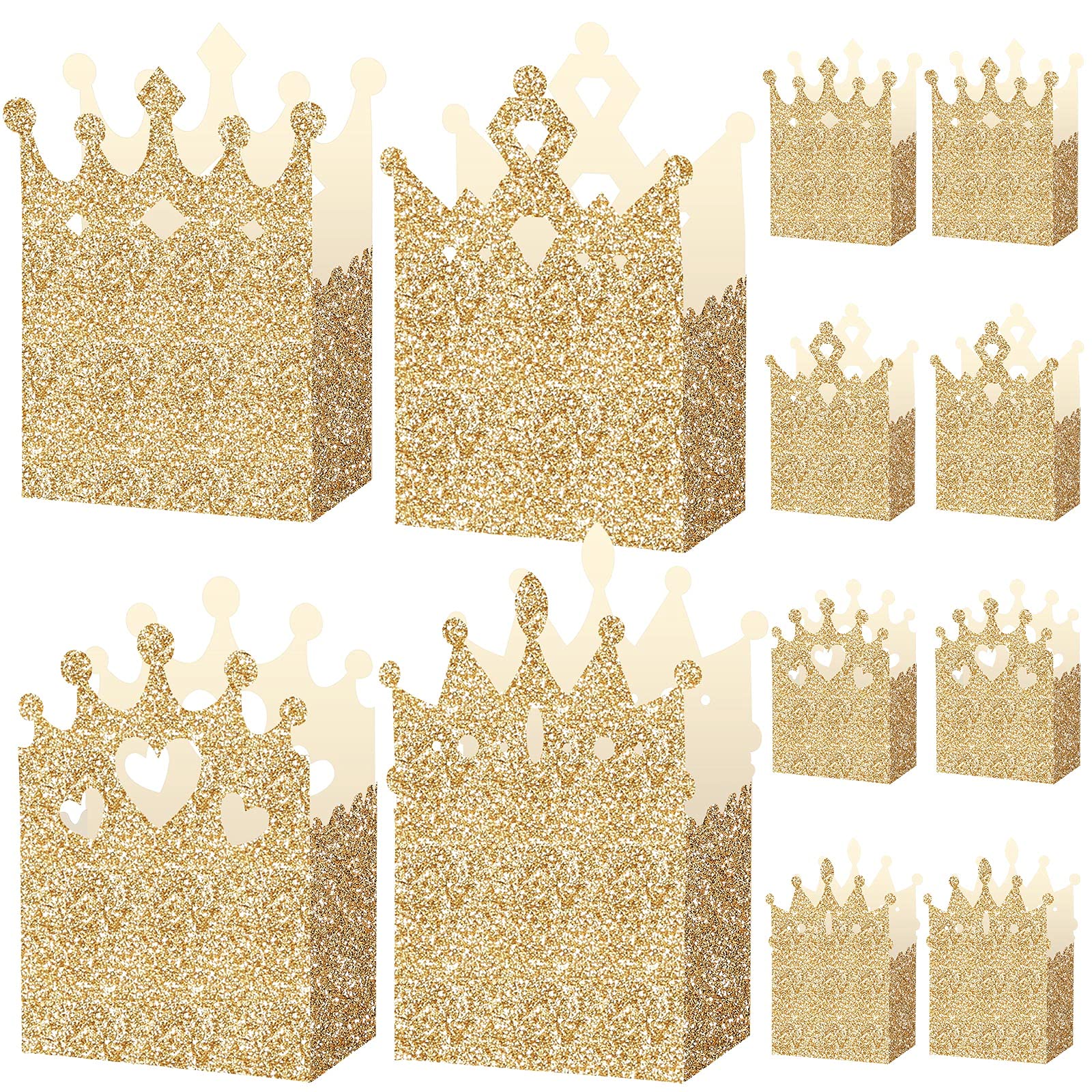 20-Piece Glitter Princess Crown Boxes - Gold Party Favor Candy Boxes for Wedding, Birthday & Baby Shower Supplies | Perfect for Royal-Themed Events, Princess Parties & Gift Packaging