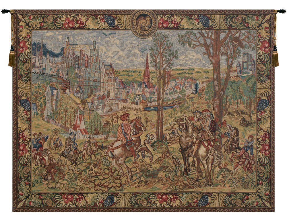Charlotte Home Furnishings Vintage Brussels Belgian Tapestry Wall Hanging - 33x43 Inch Viscose Cotton Polyester Blend Wall Art Decor for Living Room, Bedroom & Office