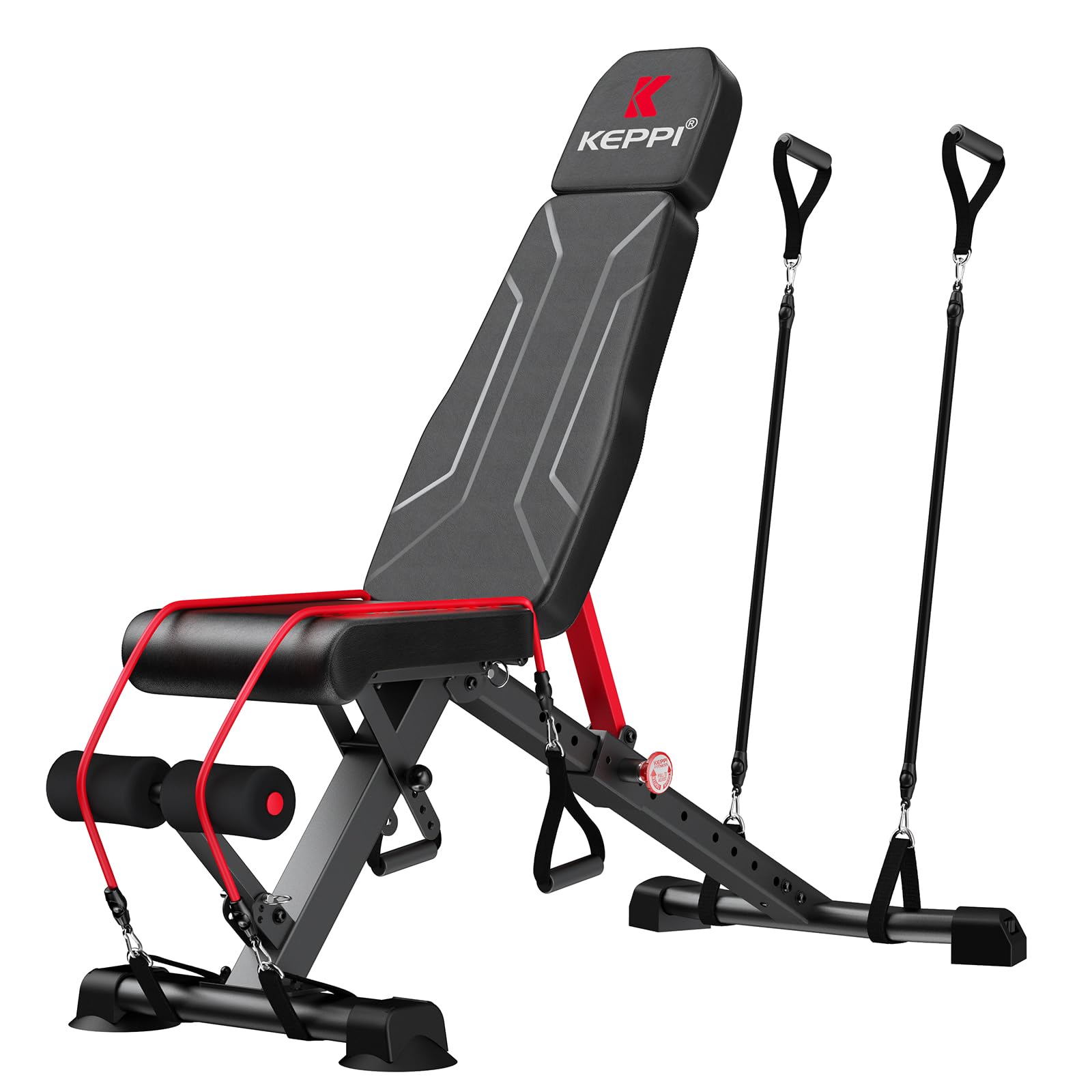 Keppi 900LB Weight Bench - Adjustable & Foldable Workout Bench for Full Body Strength Training, Home Gym Equipment with Incline/Decline Functions | Perfect for Home Workouts, Strength Training & Compact Storage