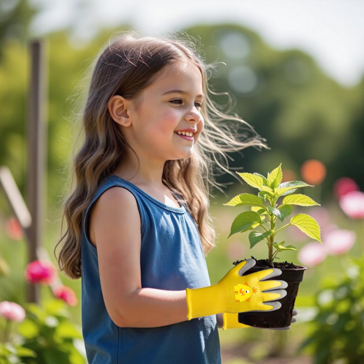 Kids Gardening Gloves Age 3-5 - Rubber Coated, Soft & Breathable for Outdoor Play & DIY Projects