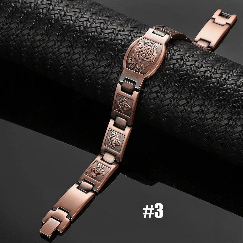 Men's Magnetic Health Bracelet - Pure Copper Energy Bracelet with Blood Pressure Magnets | Pain Relief & Improved Circulation | Perfect for Fitness, Work & Daily Wear