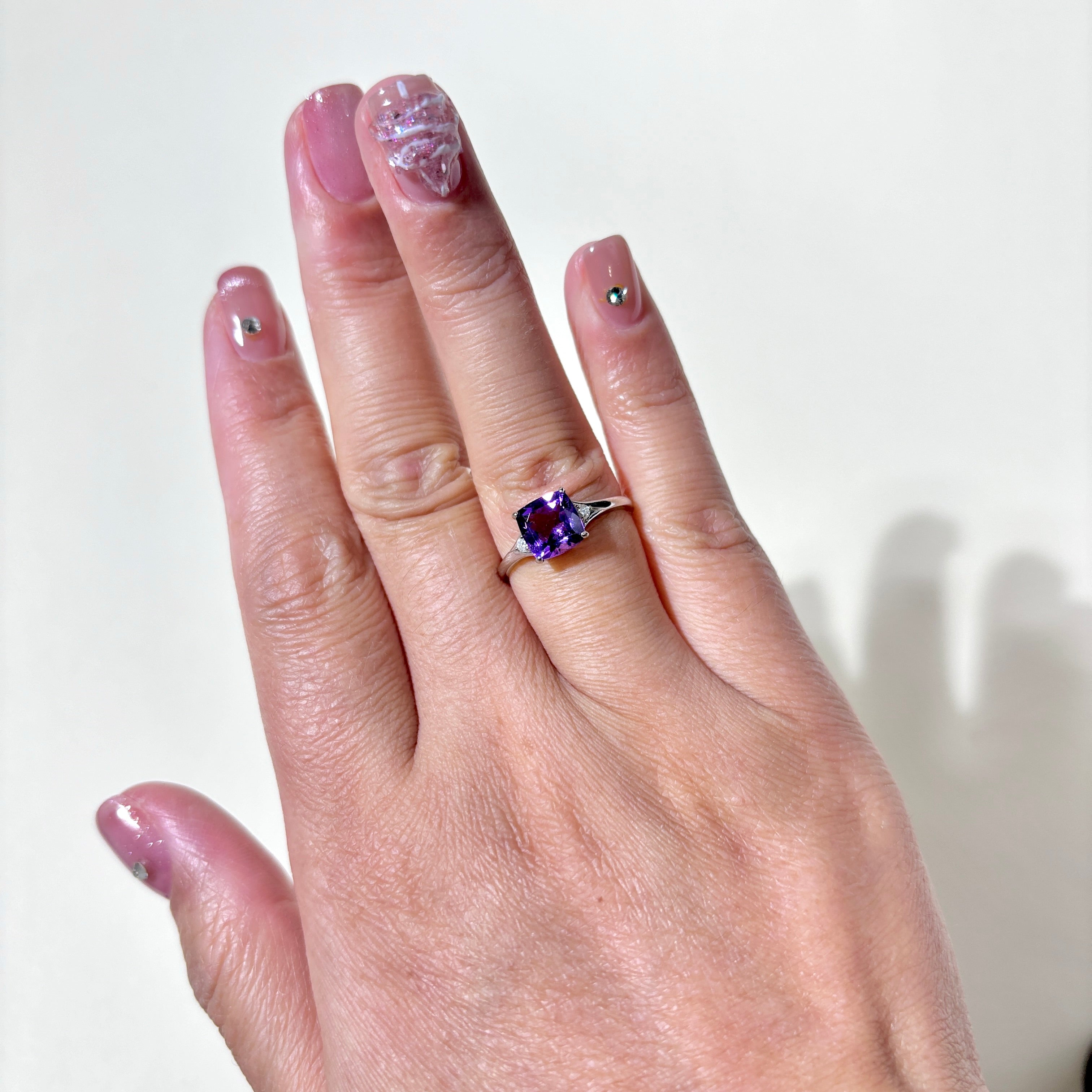 10K White Gold Amethyst and Diamond Ring - 1.37ct Amethyst with 0.54ctw Diamonds - Size 6.75 - Elegant Jewelry for Women, Perfect for Engagement, Anniversary or Gift Giving