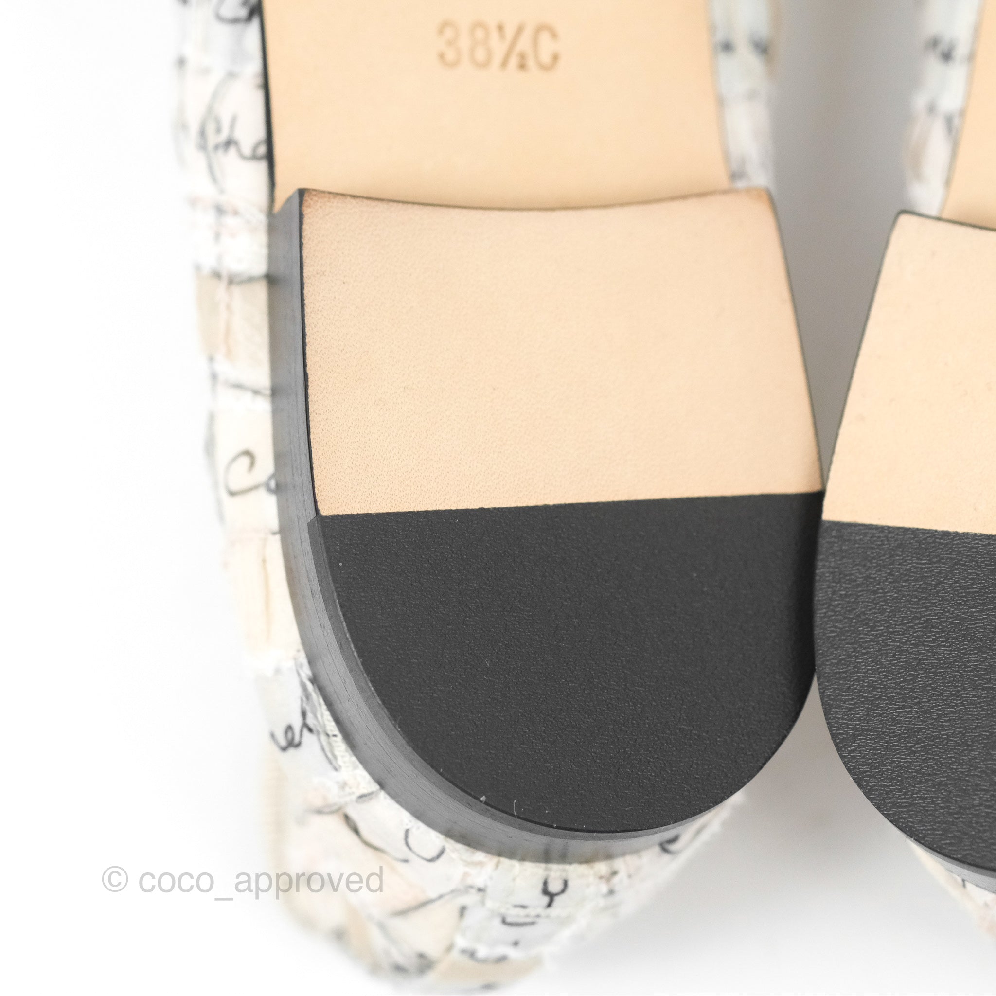 Chanel Ballerina Flats for Women - Light Pink & Black Fabric - Size 38.5 - Comfortable Ballet Shoes for Work, Party & Casual Wear