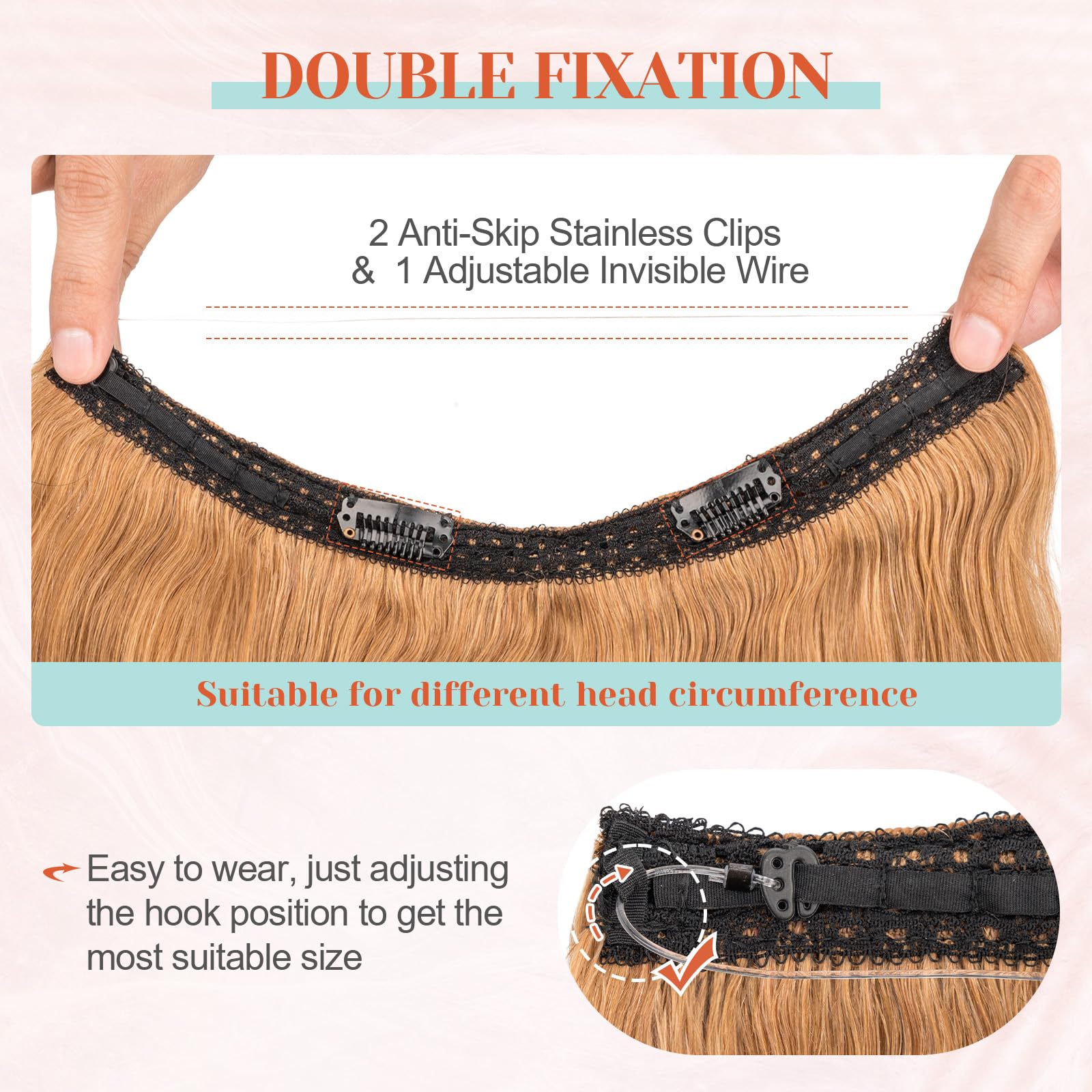 Benehair Halo Hair Extensions 100% Real Human Hair - Blonde, Wavy, Curly Halo Hair Extensions with Wire Support (65g/16inch, Dark Blonde) | Perfect for Daily Wear, Parties, Weddings & Special Occasions