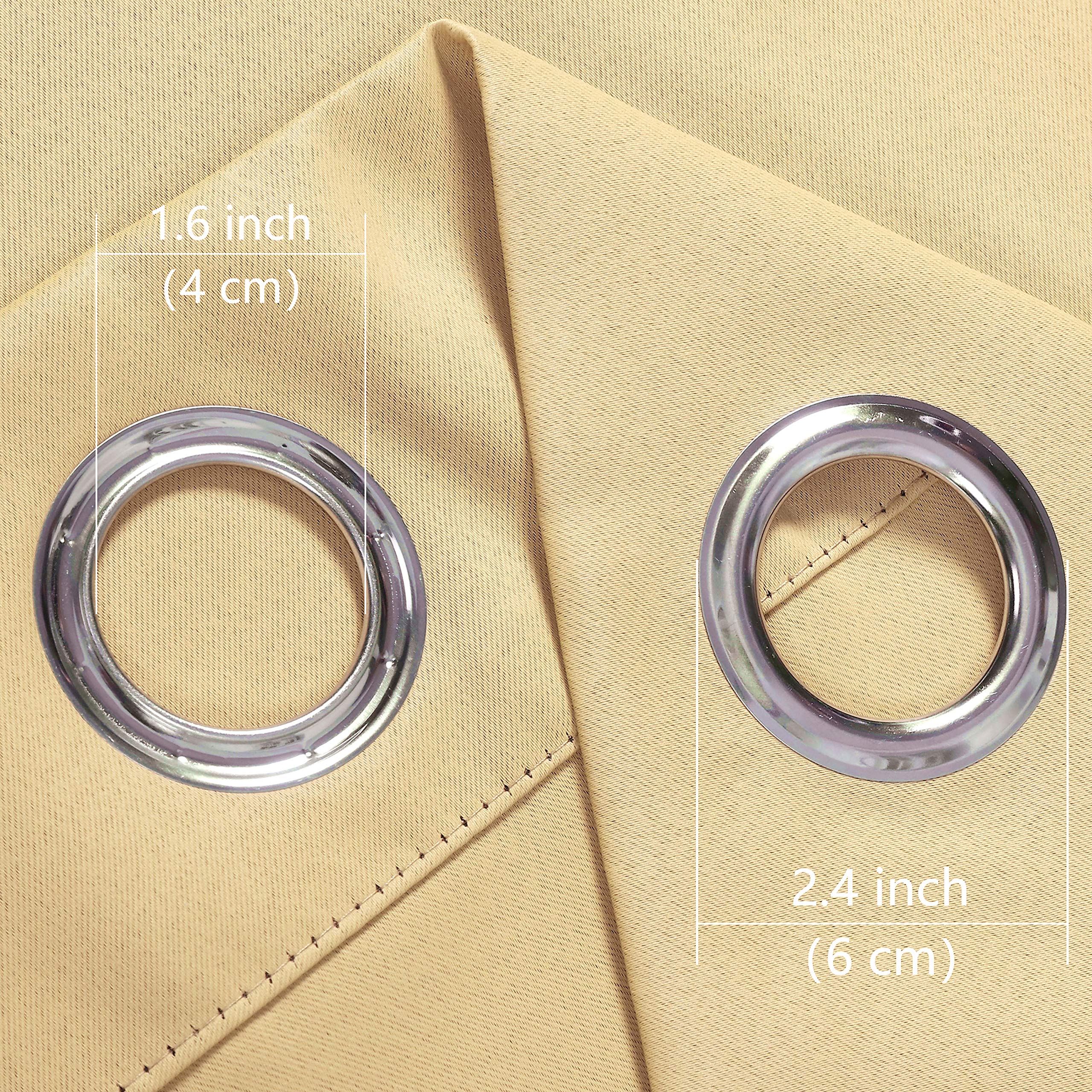 WONTEX Blackout Curtains for Bedroom & Living Room - Thermal Insulated Room Darkening Window Drapes with Grommet Top, 38 x 54 Inches, Beige (2 Panels) - Perfect for Home Theater, Nursery & Light Sleepers