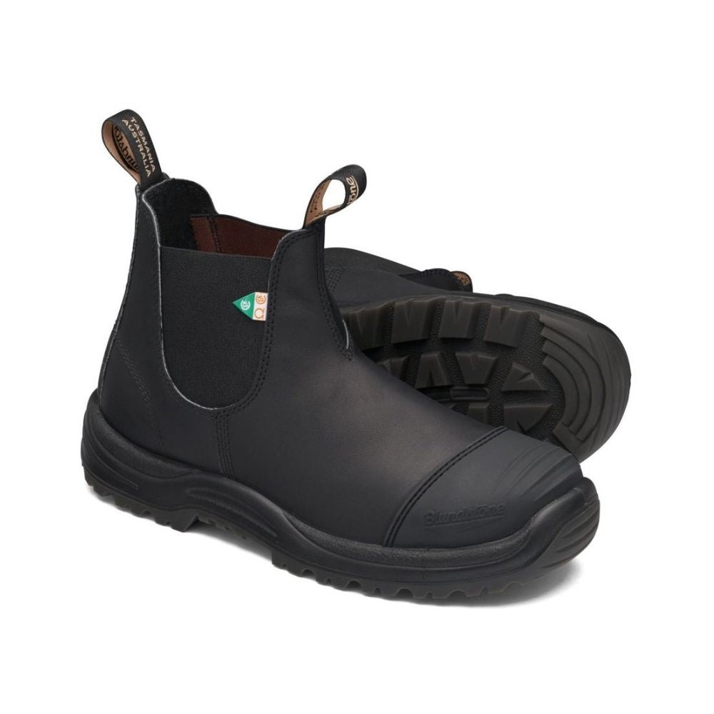 Blundstone 168 Unisex Steel Toe Slip-On Work Boots - Black Safety Shoes with Rubber Toe Cap for Construction, Warehouse & Outdoor Work