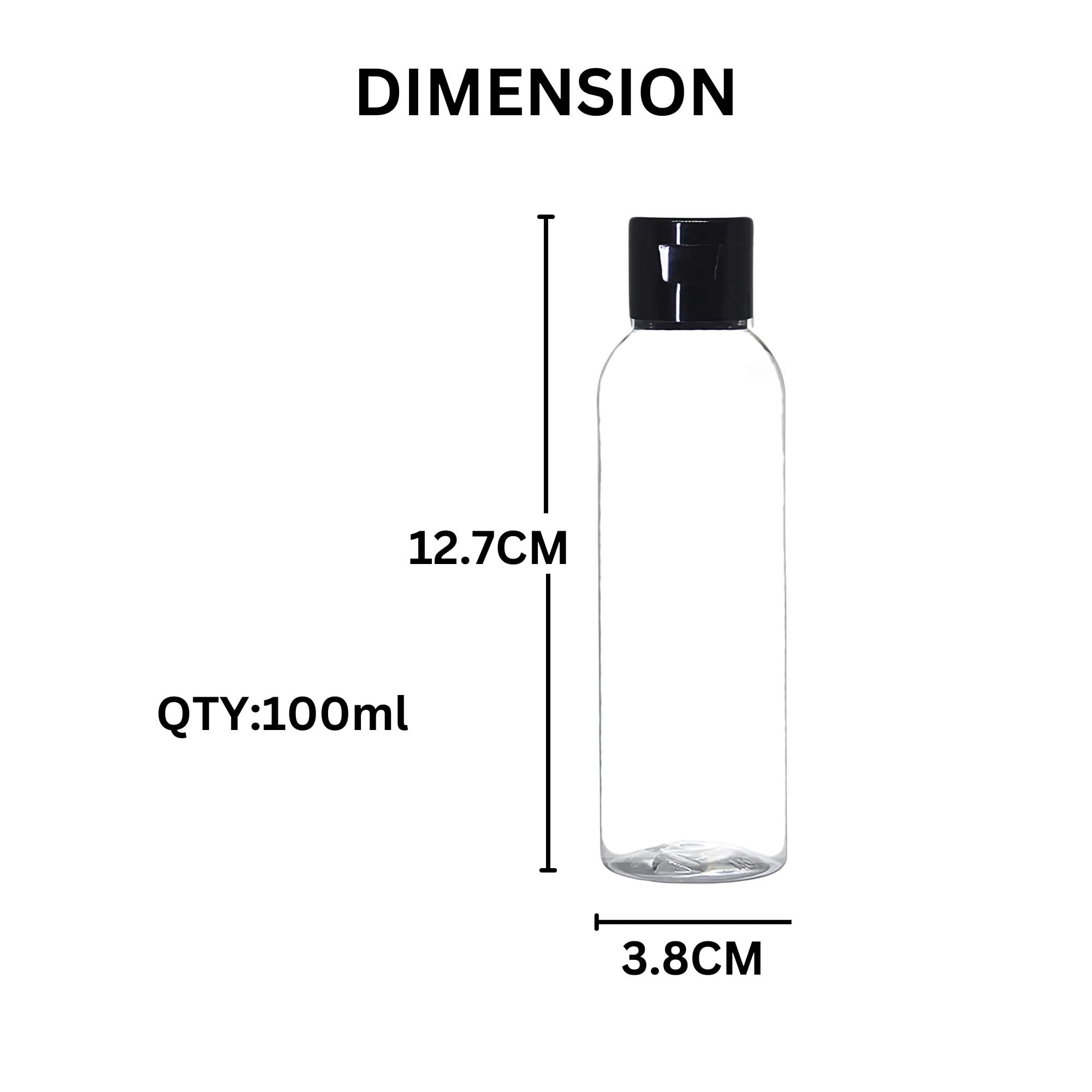 100ml Empty Clear Plastic Travel Bottles - 6 Pack Refillable Squeeze Containers with Black Flip Cap for Toiletries, Shampoo, Lotion & Cream | Perfect for Travel, Gym, Camping & Home Organization