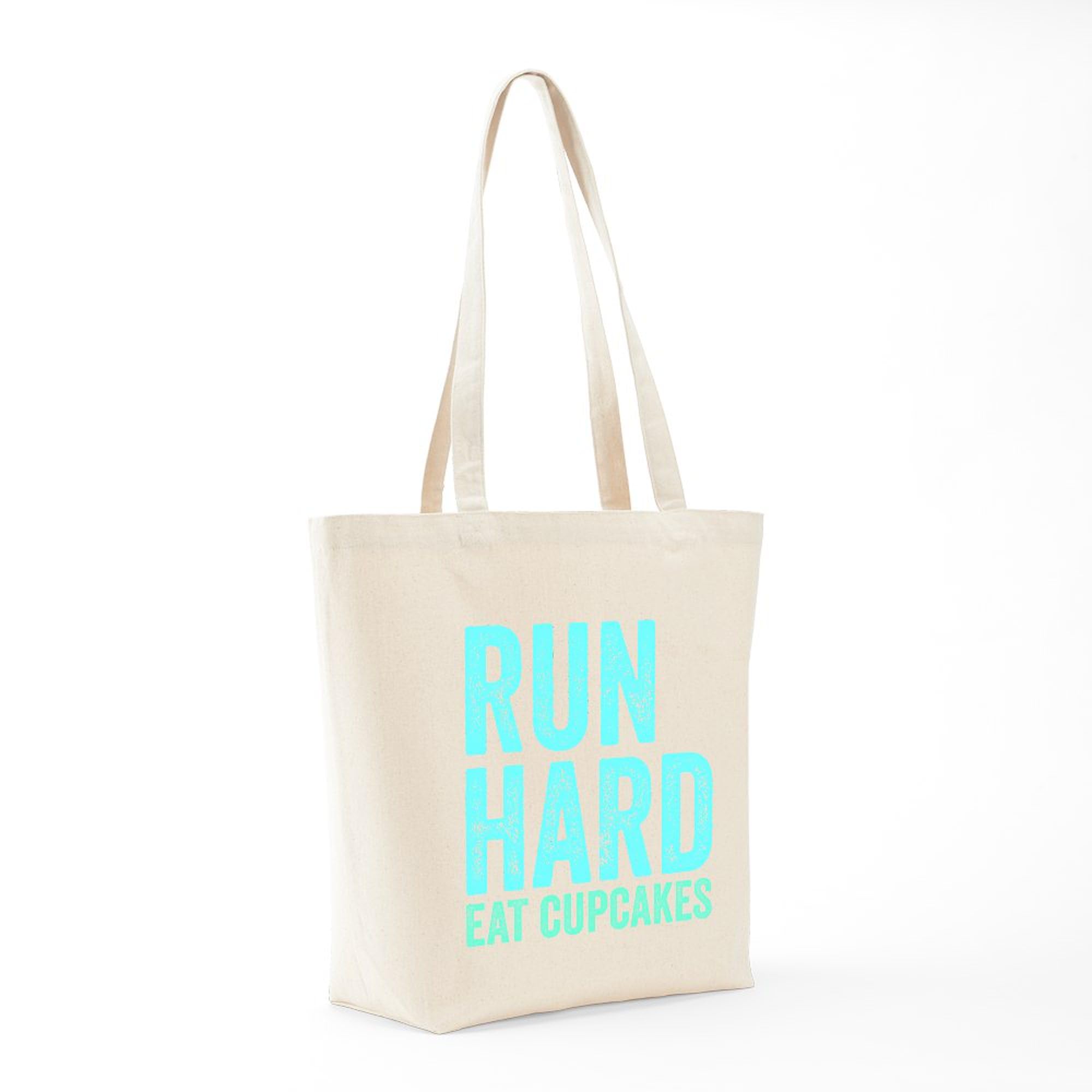 Run Hard Eat Cupcakes Canvas Tote Bag - Eco-Friendly Reusable Shopping Bag for Gym, Work & Groceries | Natural Cotton Carryall for Women & Men