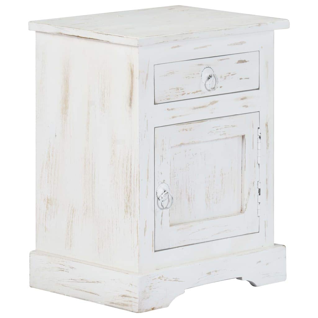 Modern White End Table Nightstand with Drawer - 15.7x11.8x19.6 Inch Small Accent Table for Bedroom, Living Room - Perfect for Storing Books, Lamps & Bedside Essentials