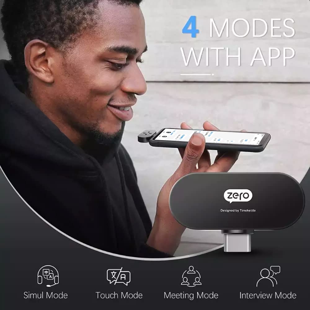 Timekettle Zero Language Translator Device - 40 Languages & 93 Accents Support | Compact Voice Translator & Recorder | Perfect for Travel, Business Meetings & Language Learning | Android Compatible (Not for iPhone15)
