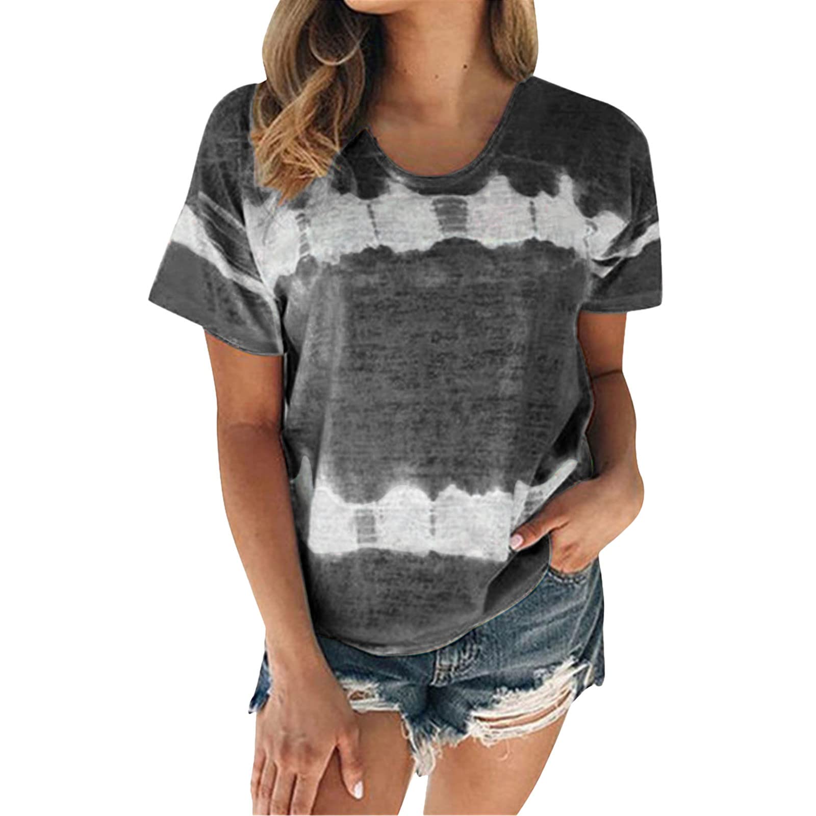 Women's Floral Print Graphic Tee Shirts - Crewneck Short Sleeve Casual Tops, Plus Size Loose Fit Summer T-Shirts for Everyday Wear & Vacation Outfits