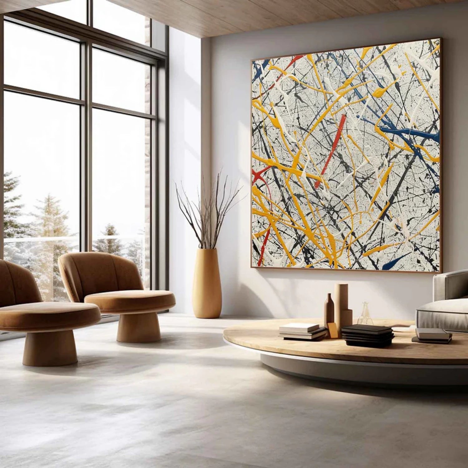 Pollock Art #JP008 - Abstract Drip Painting Wall Decor for Modern Home & Office | Perfect for Living Room, Bedroom & Office Spaces