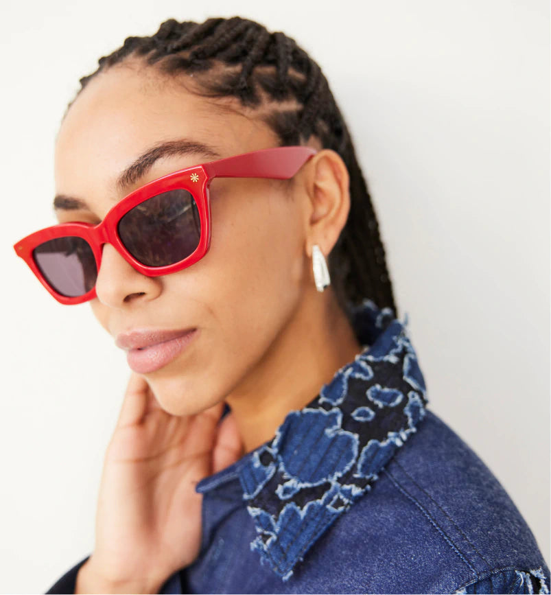 Sunseeker Bio Acetate Polarized Sunglasses for Men & Women - Solid Red Frame with Smoke Lens - UV400 Protection, Lightweight & Comfortable - Perfect for Driving, Beach, and Outdoor Activities
