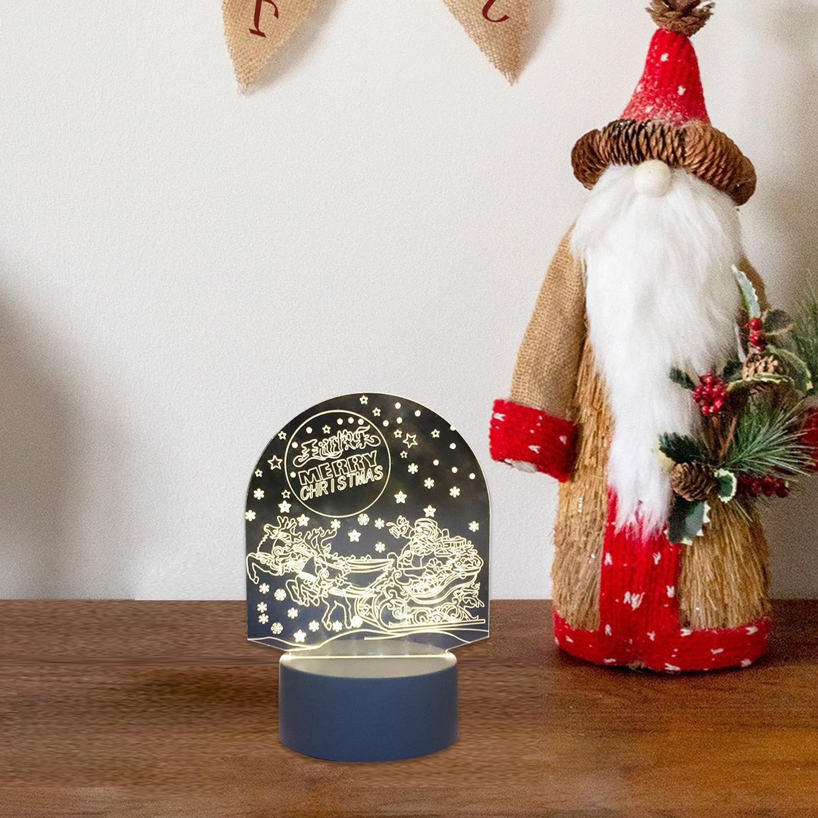 Acrylic Christmas Night Light - Decorative Bedside Lamp for Living Room, Bedroom & Kids Room | Festive Holiday Home Decor for Christmas & Winter Season