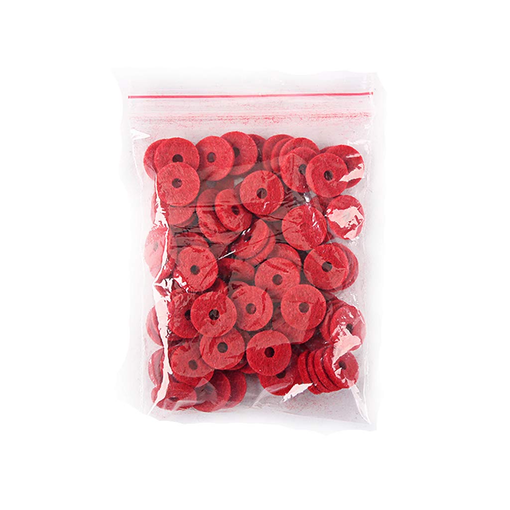 Alnicov 90PCS 12.5MM Piano Felt Punchings - Red Keyboard Balance Washers & Front Rail Regulating Repair Parts for Piano Maintenance & DIY Keyboard Projects
