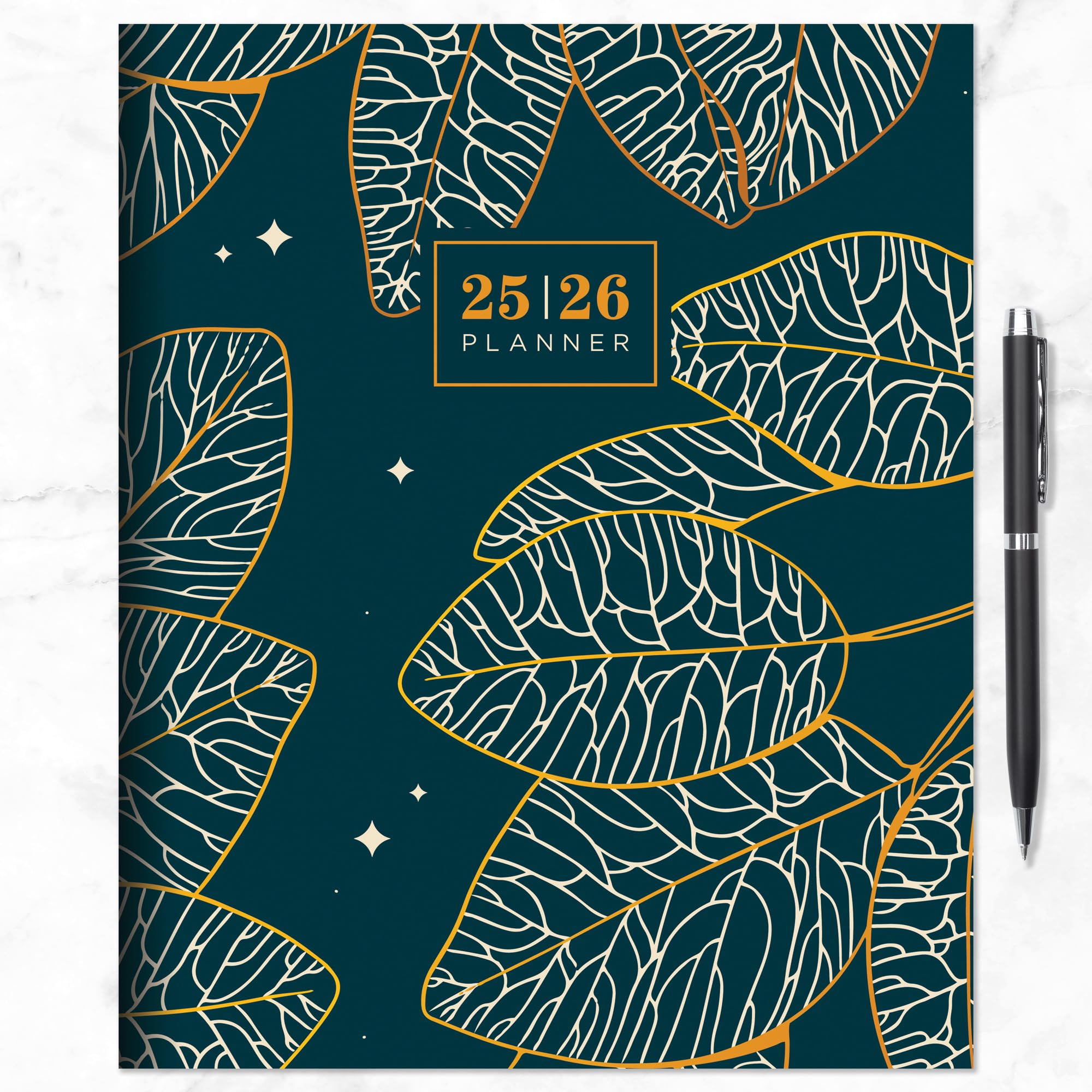 TF Publishing July 2025 - June 2026 Night Foliage Large Monthly Planner with Thick Paper - 12 Month Academic Planner 2025-2026 with 2-Page Spreads, Large Calendar Grids & Prompts - 9