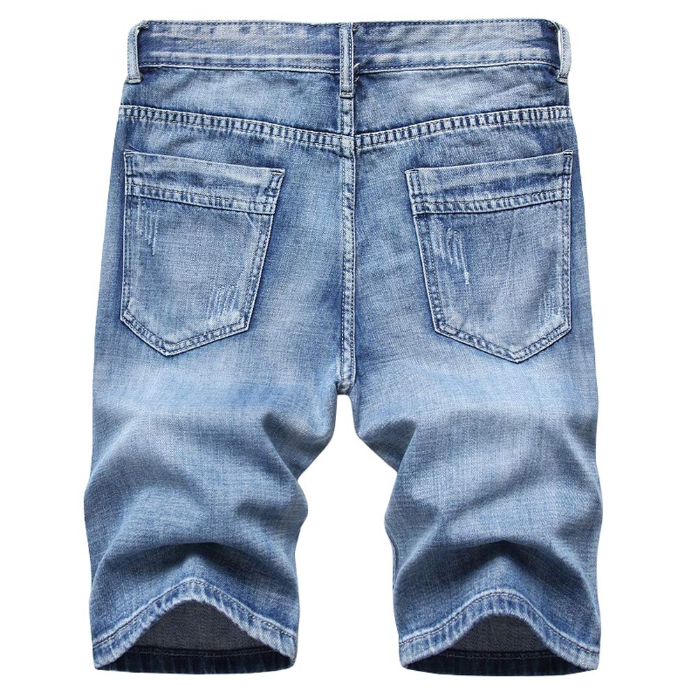 Men's Ripped Denim Shorts - Straight Leg Casual Jean Shorts for Summer | Perfect for Beach, Travel & Streetwear Fashion