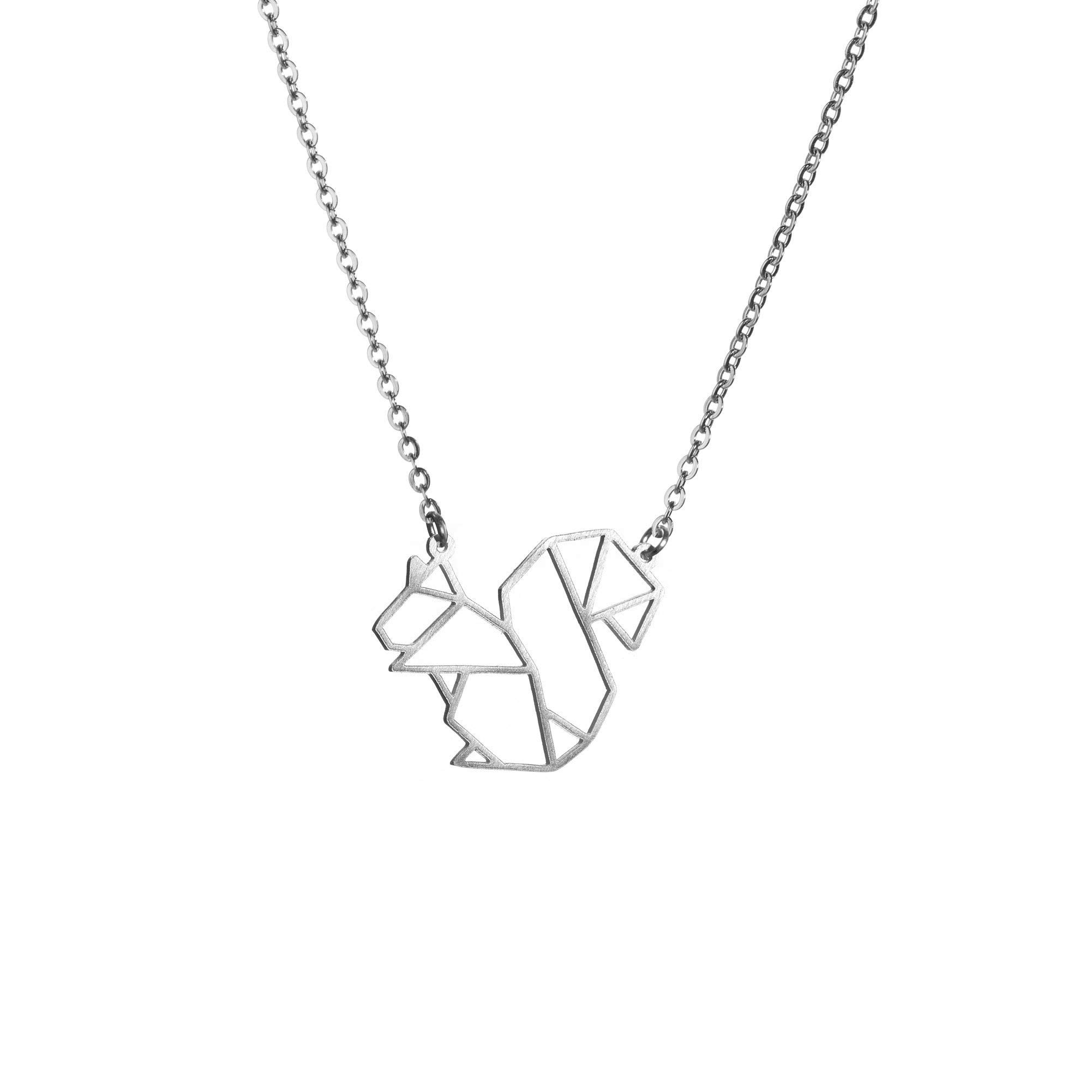 925 Sterling Silver Squirrel Origami Jewelry & Geometric Pendant Necklace for Women - Elegant Animal Jewelry Gift for Her - Perfect for Casual Wear, Date Nights & Special Occasions
