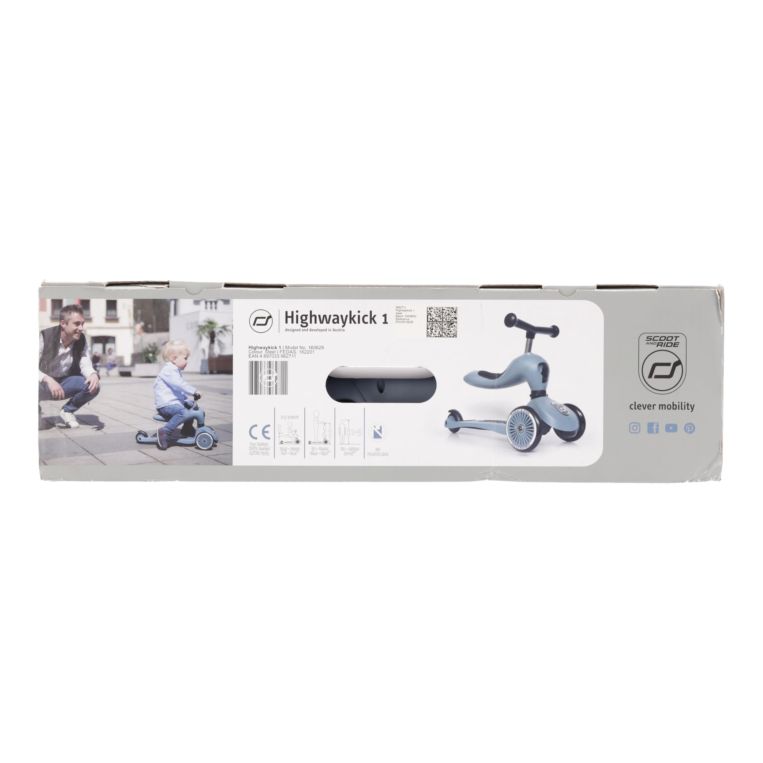 2-in-1 Scoot & Ride Highwaykick 1 Kids Scooter - Convertible Ride-On & Stand Scooter for Toddlers Ages 1-5 Years - Durable Steel Frame - Perfect for Park Rides, Backyard Fun & Learning Balance