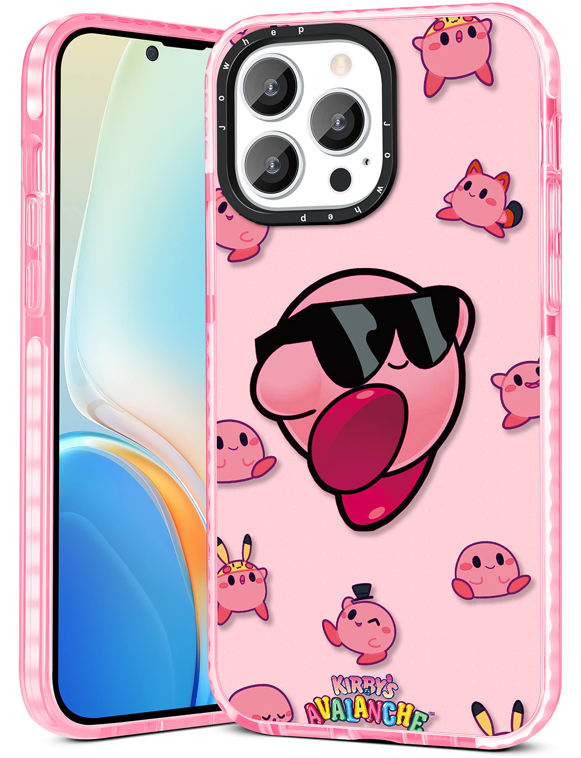 Jowhep Cute Pink Kirby iPhone 13 Pro Max Case - Shockproof Soft TPU Protective Cover with Anime Cartoon Design for Women Girls Kids - Perfect for School, Work & Daily Use (6.7 Inches)