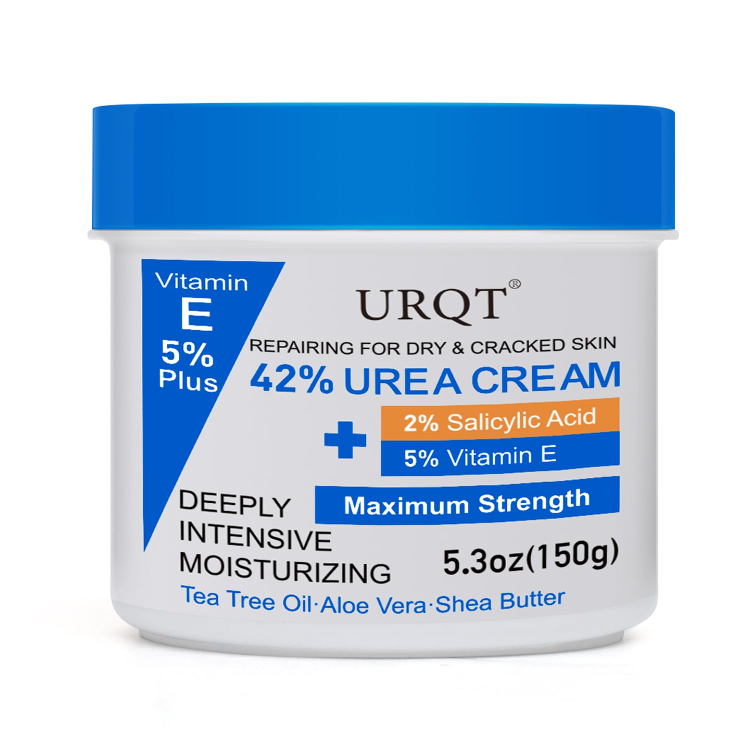 42% Urea Cream for Dry & Cracked Skin - Intense Moisturizing Foot & Hand Repair Cream with 2% Salicylic Acid, 5% Vitamin E, Tea Tree Oil, Aloe Vera & Shea Butter - Maximum Strength Skin Treatment for Calluses, Heel Cracks & Rough Patches - Ideal for Athletes, Diabetics & Dry Skin Care