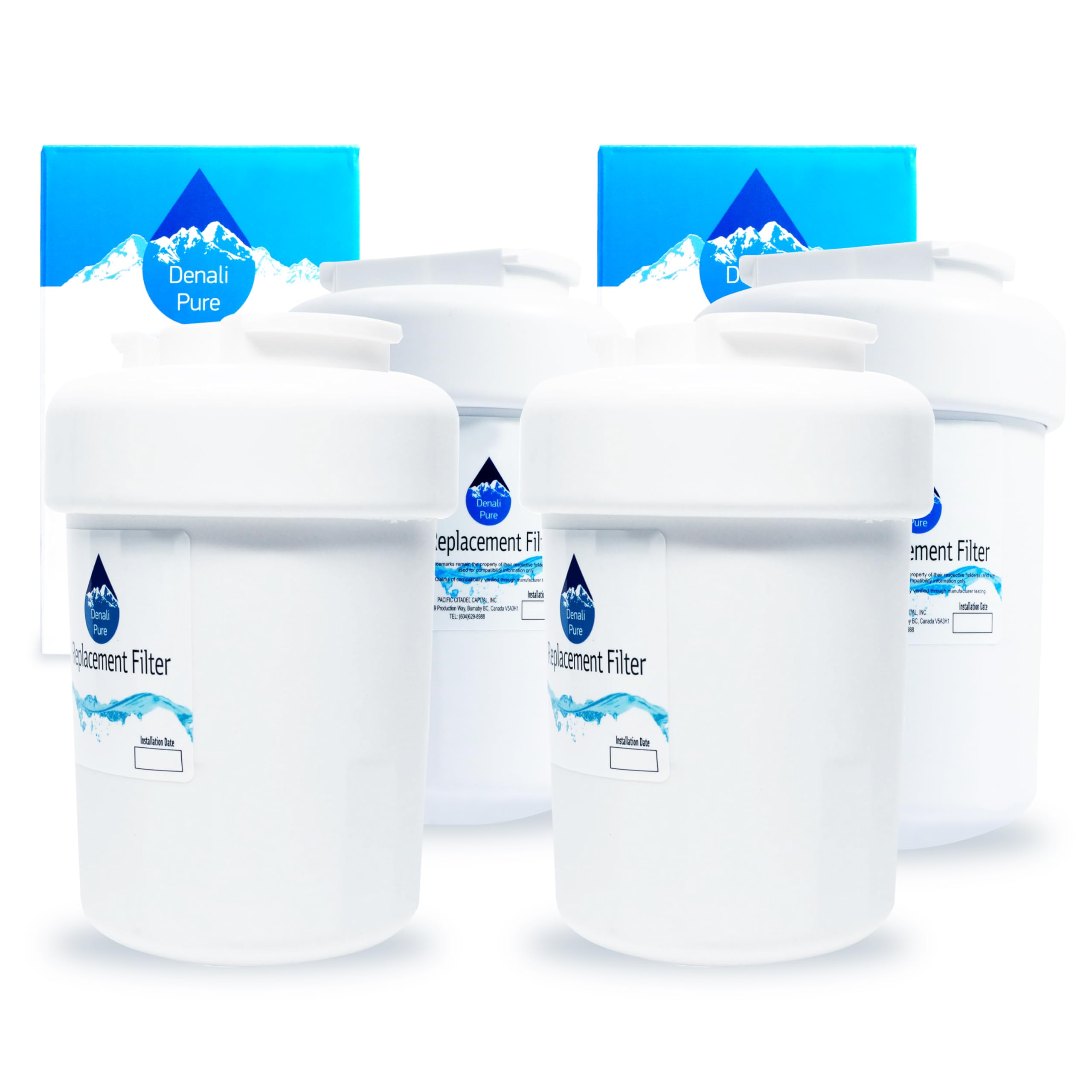 4-Pack GE MWF/MWFP Refrigerator Water Filter Replacement - Compatible with General Electric GSS22SGPASS, GSE25GSHECSS, GSHS6KGX & More | NSF Certified for Clean Drinking Water | Perfect for Home, Office & RV Use