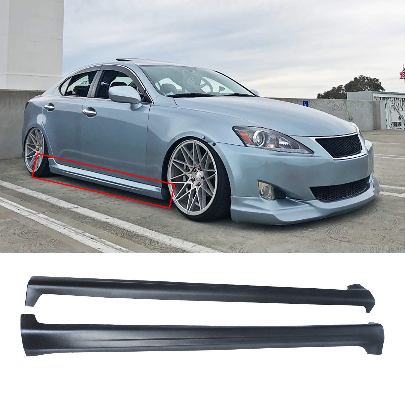 NINTE Side Skirts for 2006-2013 Lexus IS250 IS350 | In-S Style PP Matte Black Rocker Panel Extensions | Enhance Style & Protection for Street or Show Car