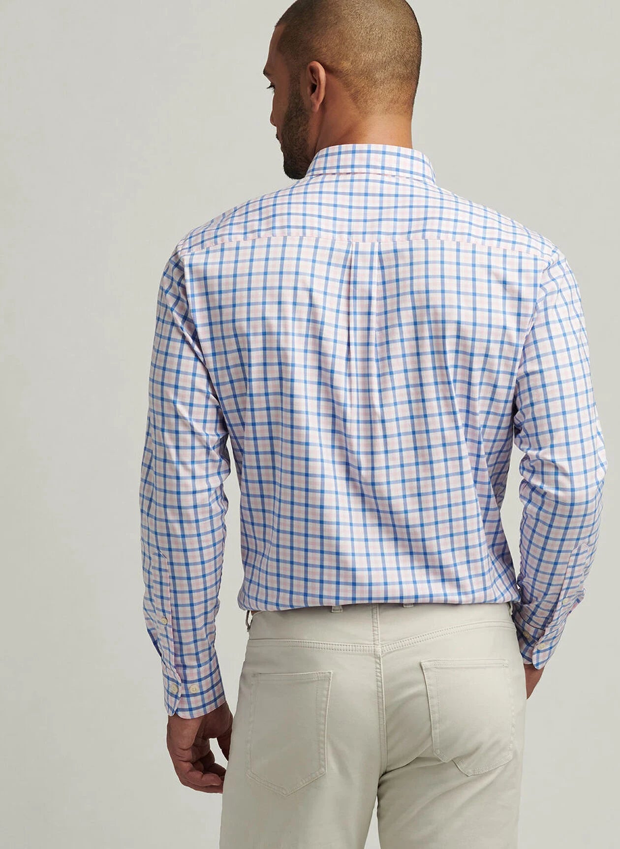 PETER MILLAR Men's Checkered Long Sleeve Button Down Shirt - Classic Plaid Dress Shirt for Business Casual & Office Wear