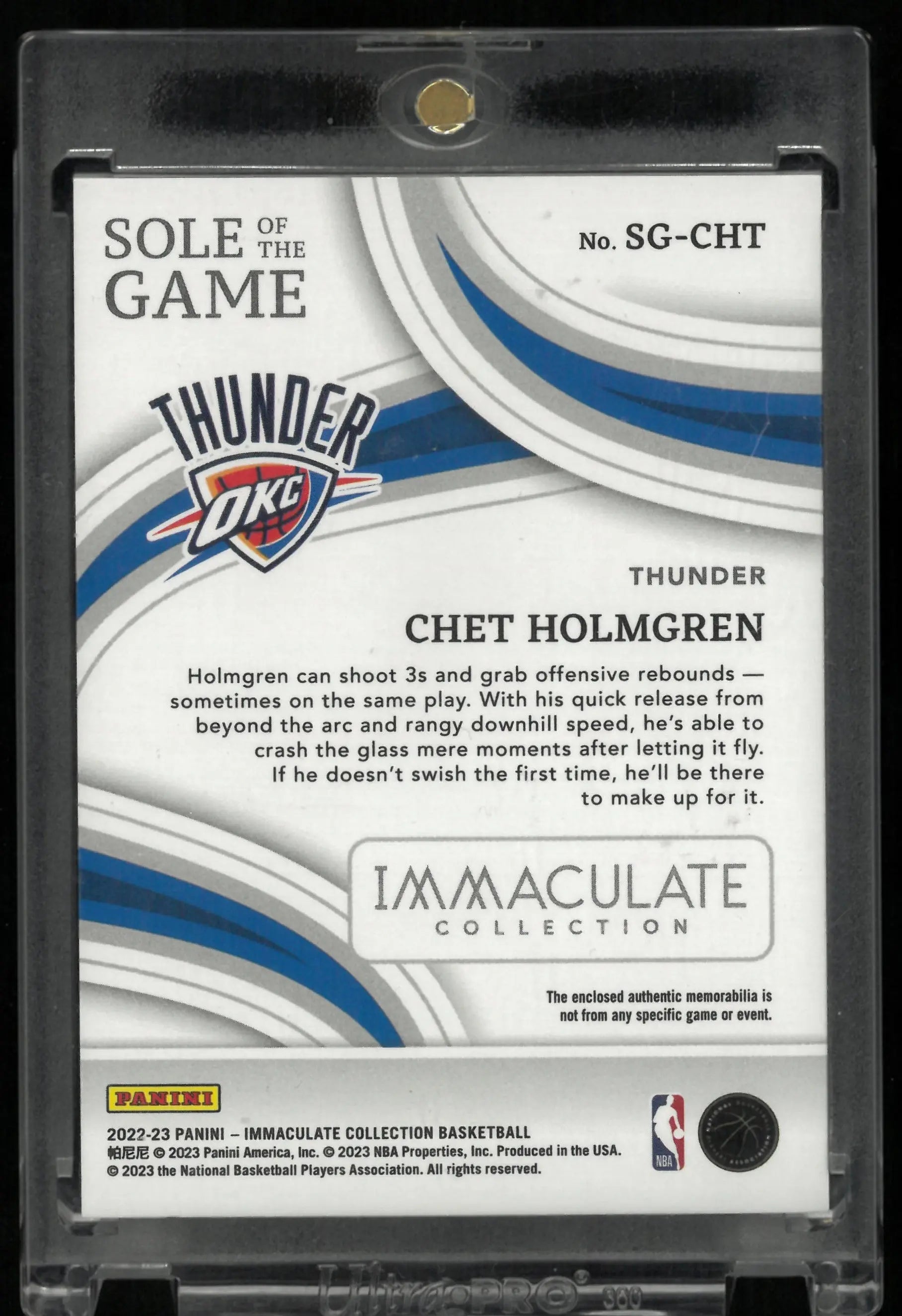 2022-23 Panini Immaculate Basketball Chet Holmgren Rookie Card Sole Of The Game 25/25 #SG CHT - Rare Collectible for NBA Fans & Card Investors
