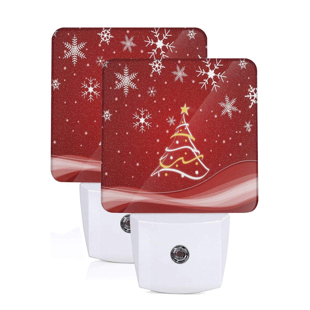 2-Pack Christmas Tree Snowflake LED Night Light with Auto Dusk to Dawn Sensor - Plug-in Bedside Lamp for Kids, Girls, Boys & Adults - Perfect for Bedrooms, Nurseries, Hallways & Holiday Decor