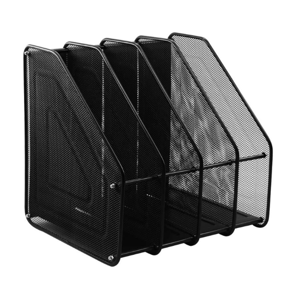 WSSBK 4-Tier Metal File Rack - Heavy Duty Iron Mesh Book Shelf, Organizer for Office, Home & Classroom - Perfect for Files, Books, Magazines & Storage