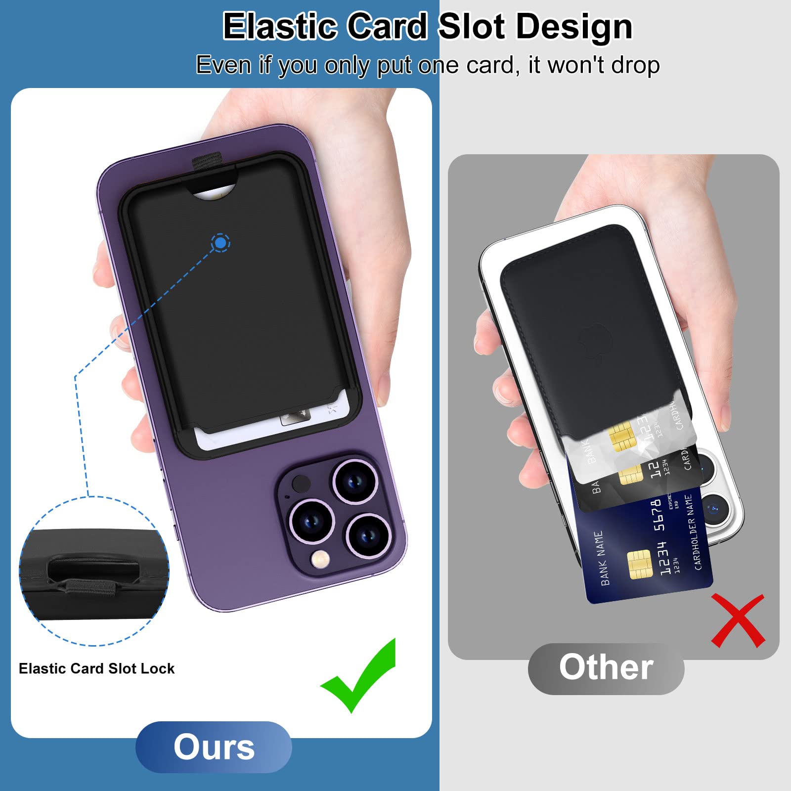 Magnetic Leather Wallet for iPhone 14/13/12 Series - Magsafe Compatible Phone Card Holder with Adjustable Stand (Not for 13 Mini/12 Mini) - Perfect for Everyday Use, Travel & Hands-Free Viewing - Black